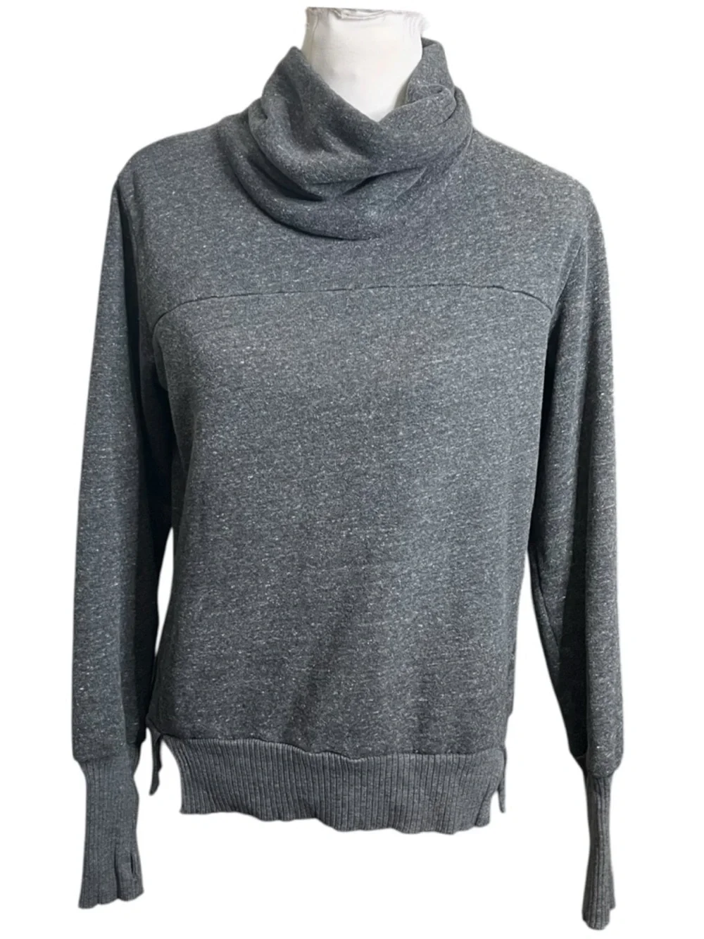 ALO Yoga‎ Haze Funnel Neck Women's Small Gray Athleisure Cozy Thumbholes Chic